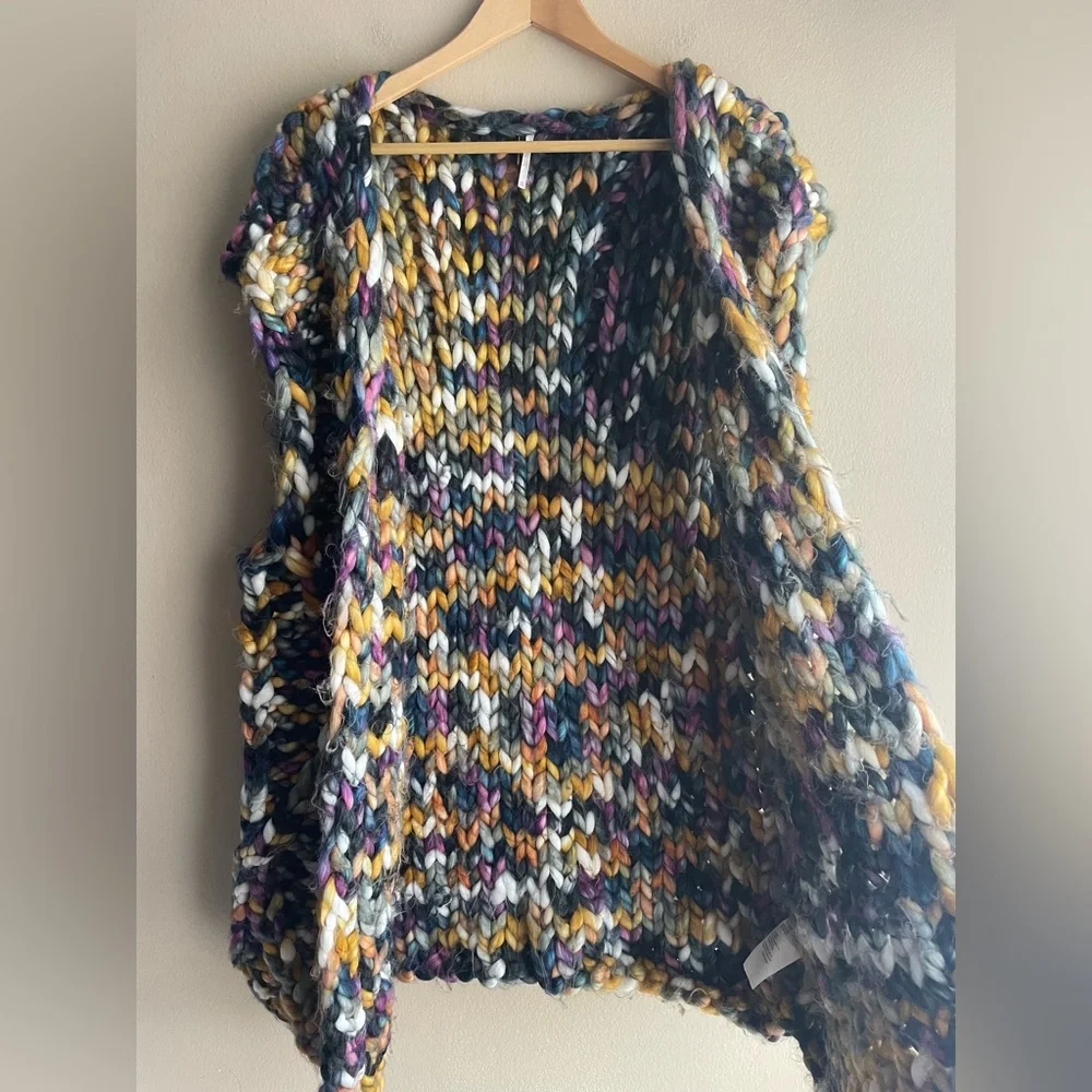 Free People Twilight Chunky Multi Colored Knit Heavyweight Vest Size XL - Picture 5 of 15